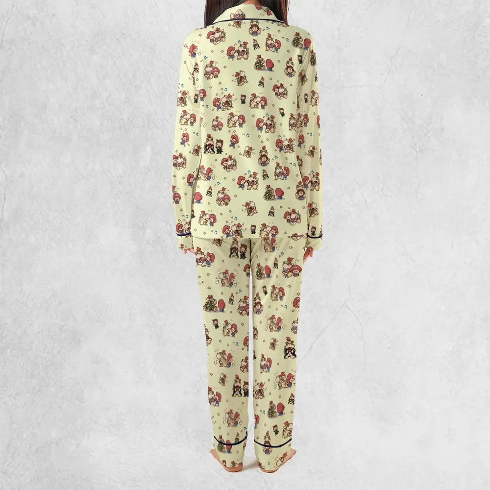 So Cute Bowser and Mario Pattern Pajamas Set - 4