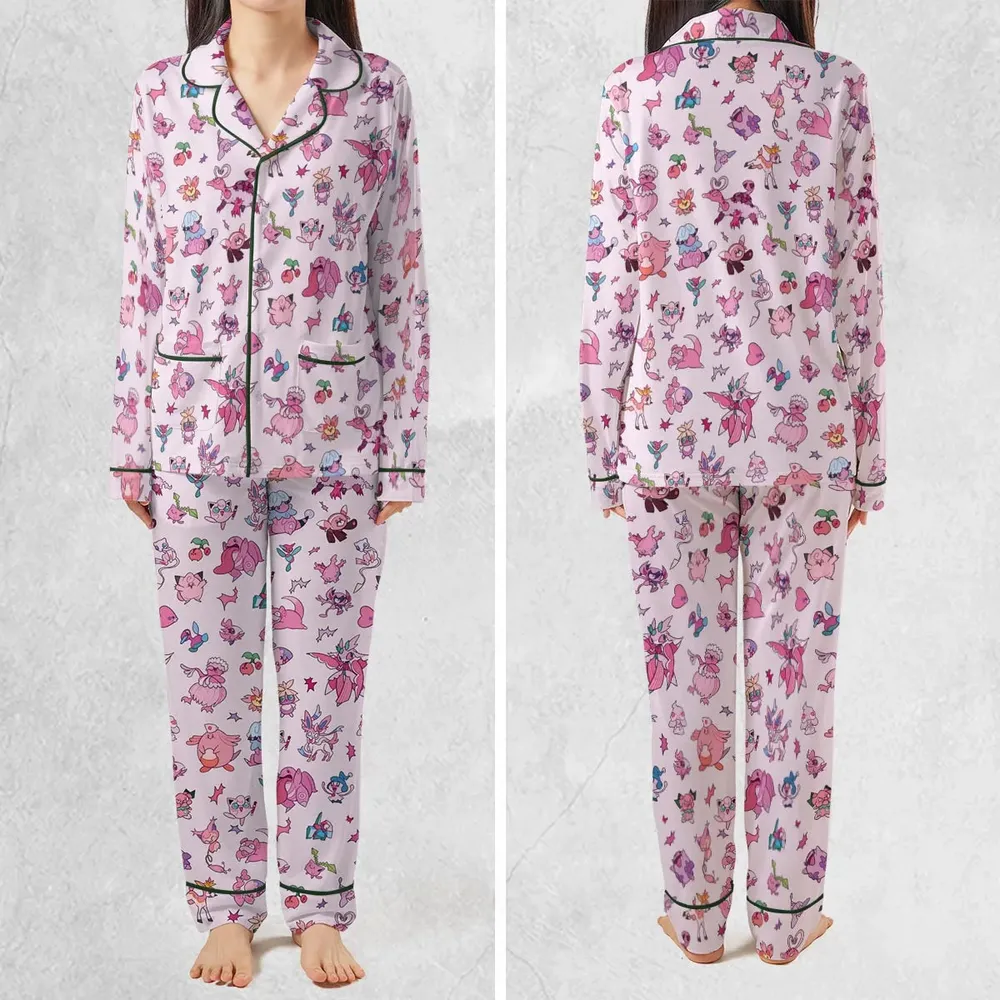 Team Pink Pokemon Pattern Pajamas Set - 2