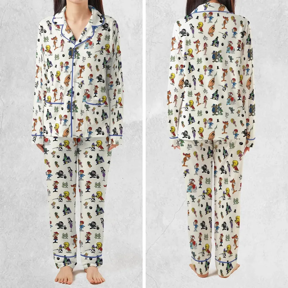 The Adventures of Rocky and Bullwinkle and Friends Characters Pattern Pajamas Set - 2