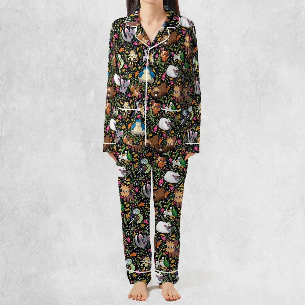 Floral Snorlax Bidoof Eevee Meloetta Pokemon Pajamas Set - 3