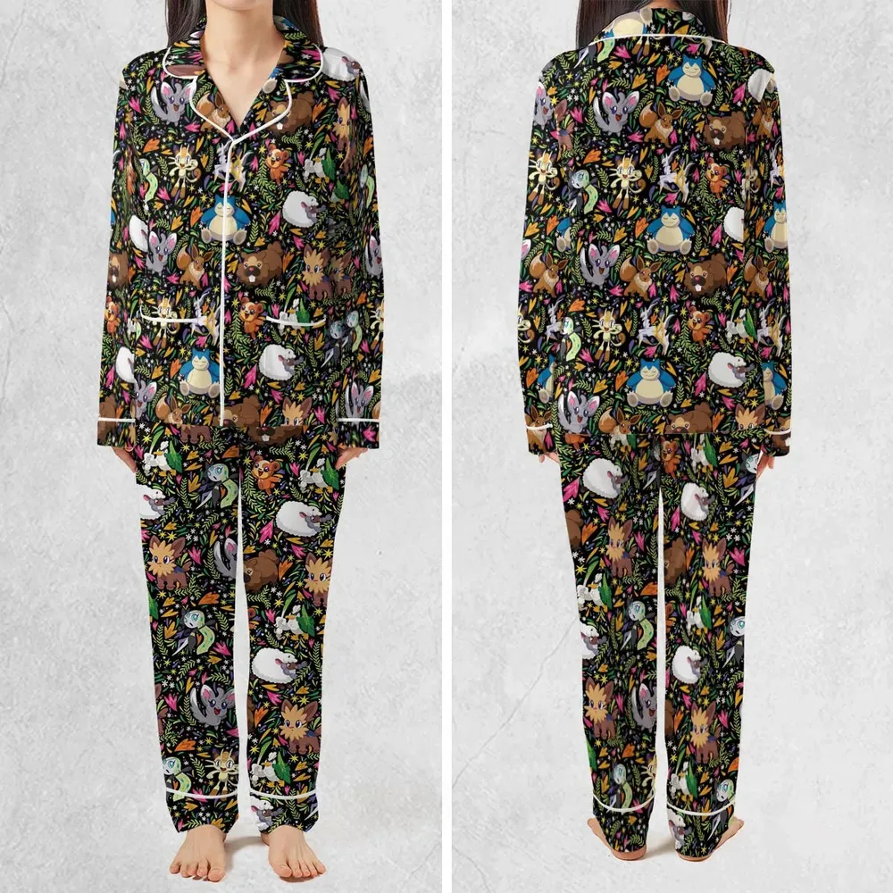 Floral Snorlax Bidoof Eevee Meloetta Pokemon Pajamas Set - 2