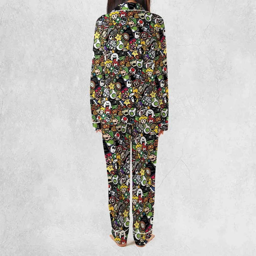 Super Mario Characters All In One Pattern Pajamas Set - 4