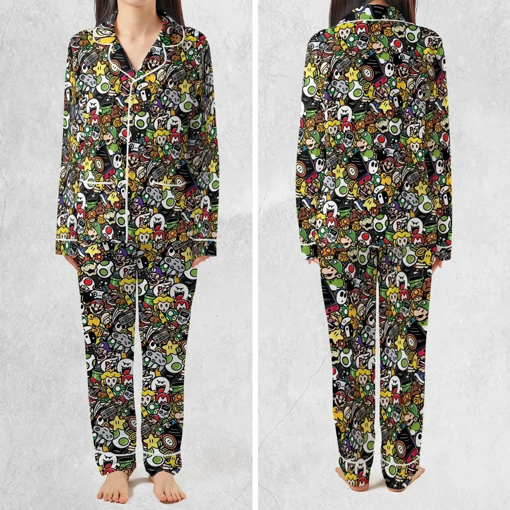 Super Mario Characters All In One Pattern Pajamas Set - 2