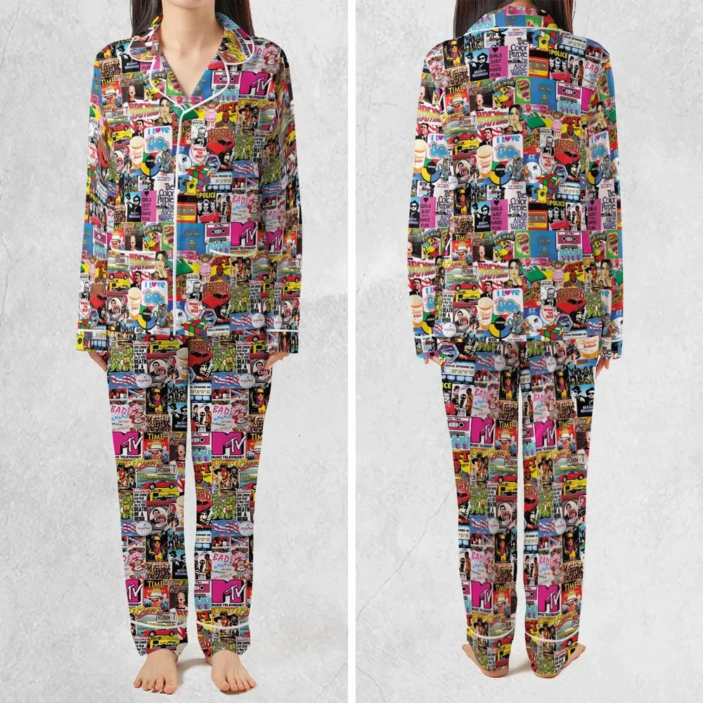 I heart 80s Collage Mr. T Back To the Future Pac-man Pajamas Set - 2