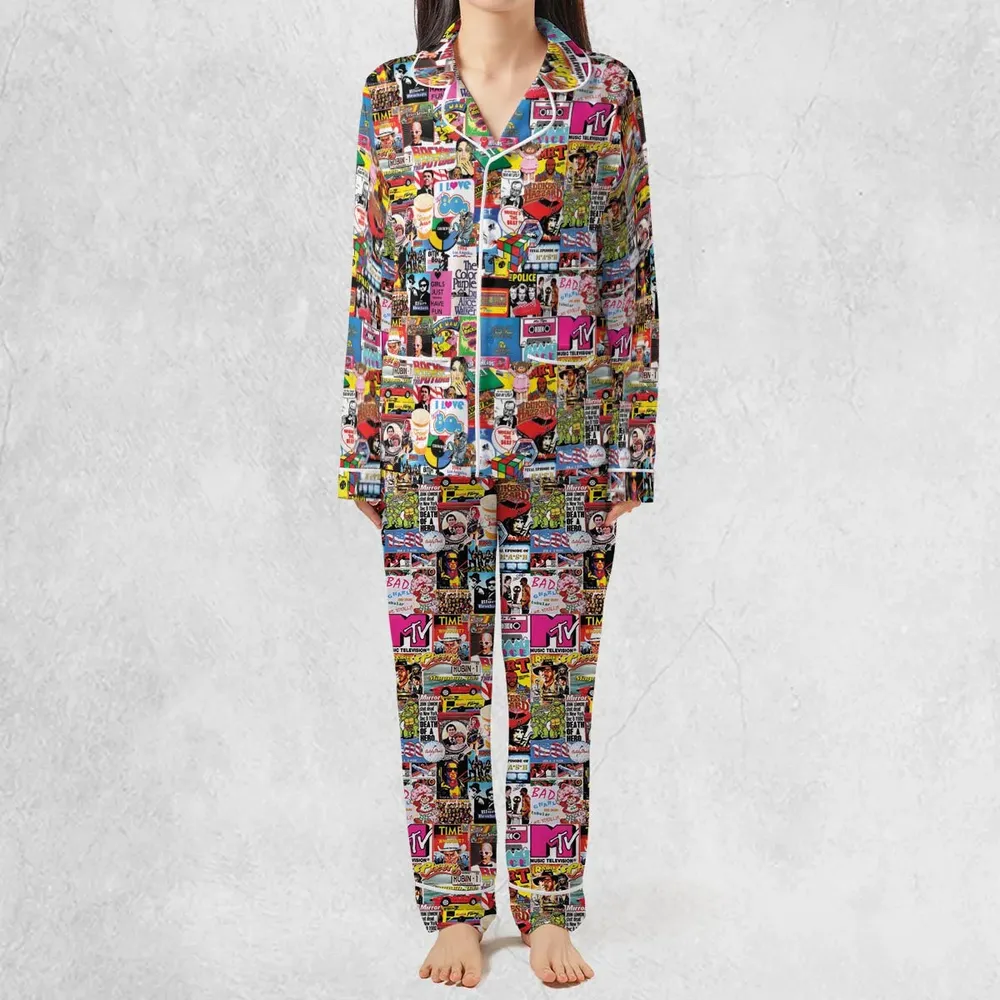 I heart 80s Collage Mr. T Back To the Future Pac-man Pajamas Set - 3