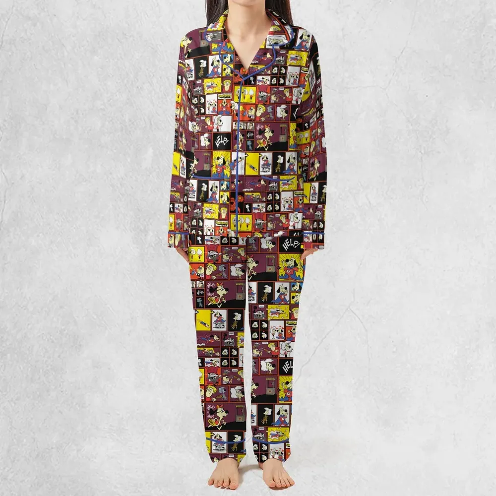 Underdog Cartoon Pattern Pajamas Set - 3