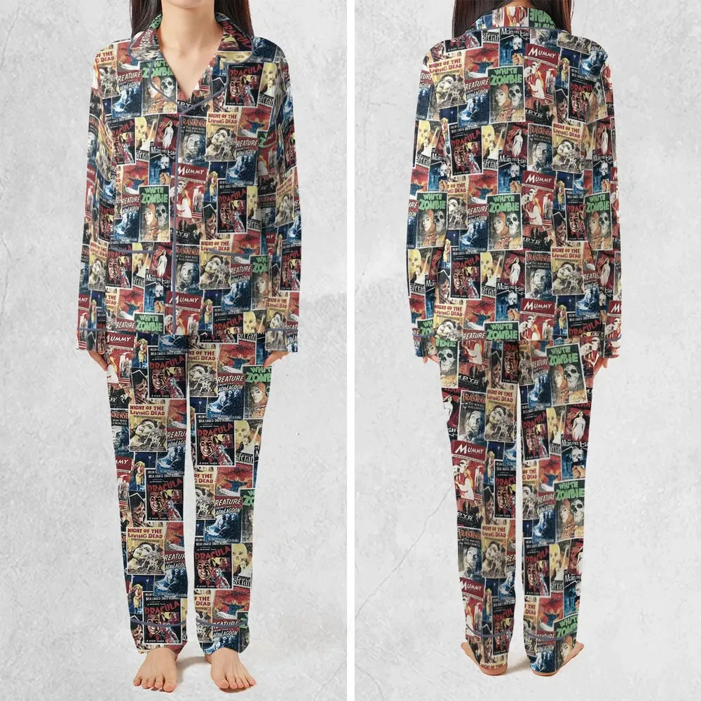 Pioneering '50s Classics Monster Hammer Horror Films Pajamas Set - 2