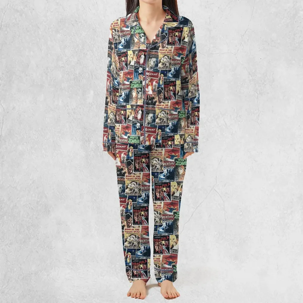 Pioneering '50s Classics Monster Hammer Horror Films Pajamas Set - 3