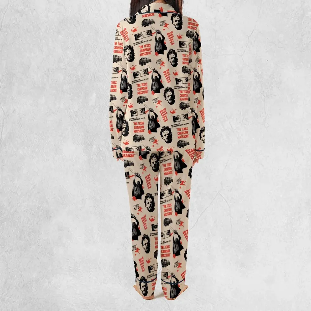 Leatherface The Texas Chainsaw Massacre Horror Pattern Pajamas Set - 4