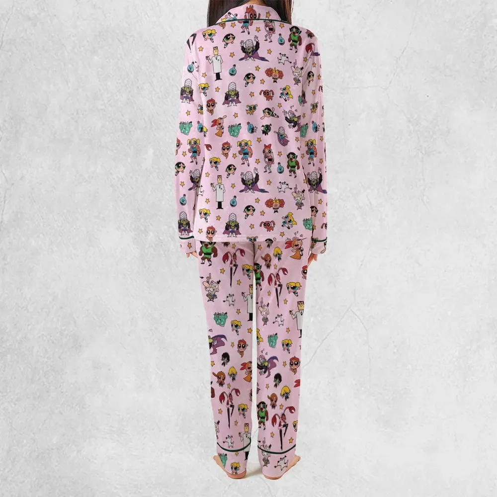 Power Puff Girls Characters Pattern Pajamas Set - 4