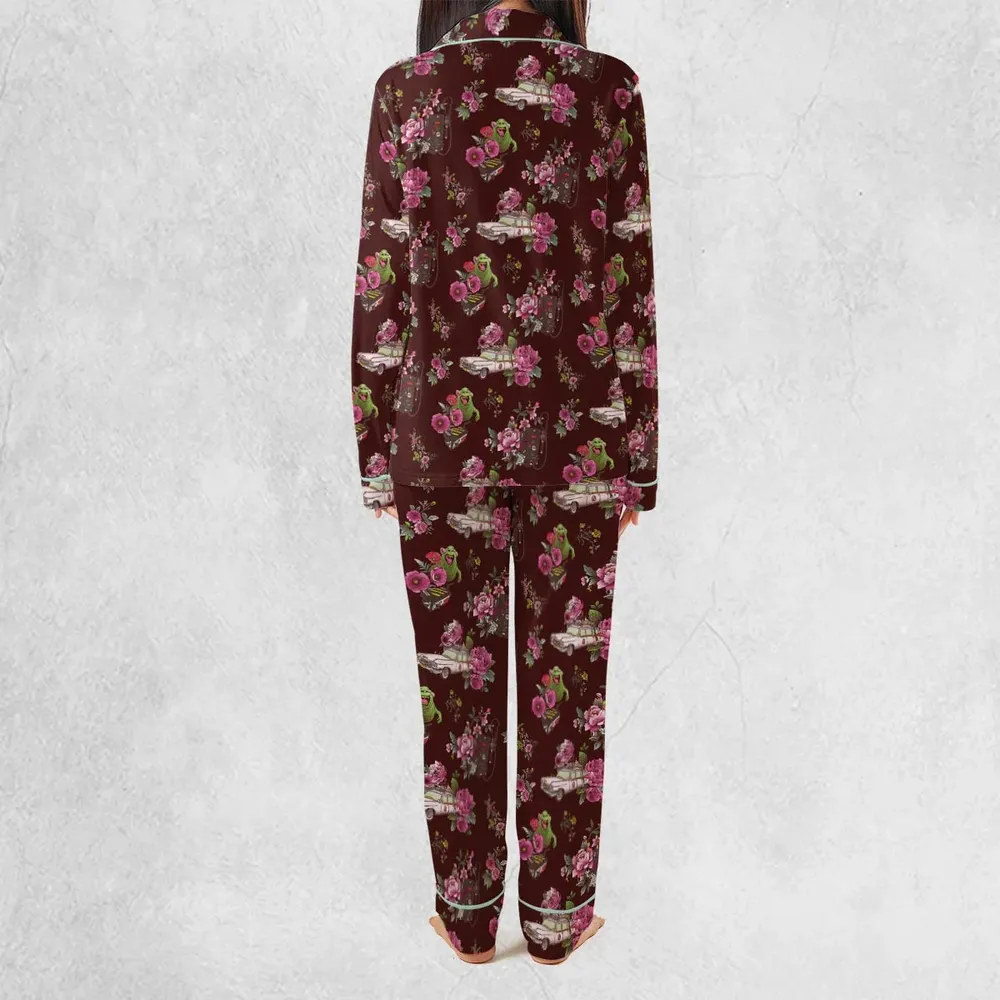 Slimer Ecto-1 Proton Pack Floral Ghostbusters Pajamas Set - 4