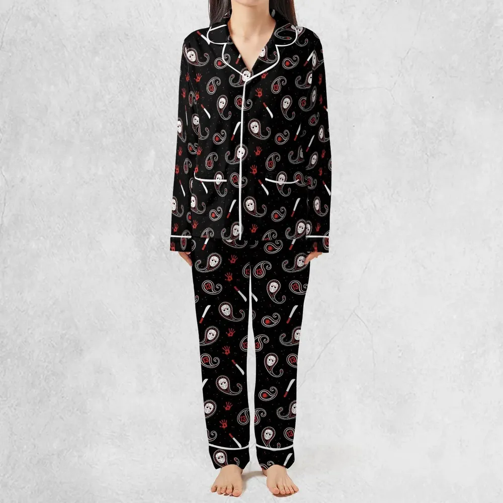 Jason Voorhees Friday The 13th Pattern Pajamas Set - 3