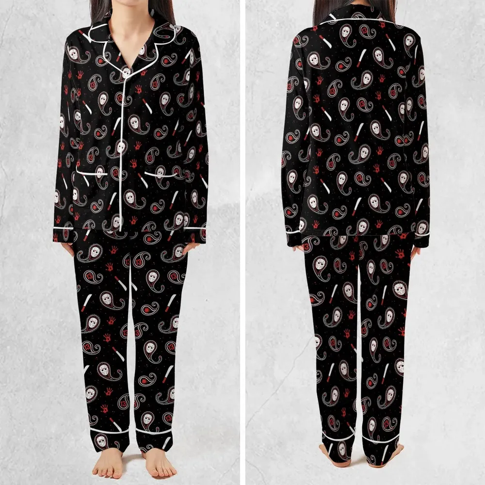 Jason Voorhees Friday The 13th Pattern Pajamas Set - 2