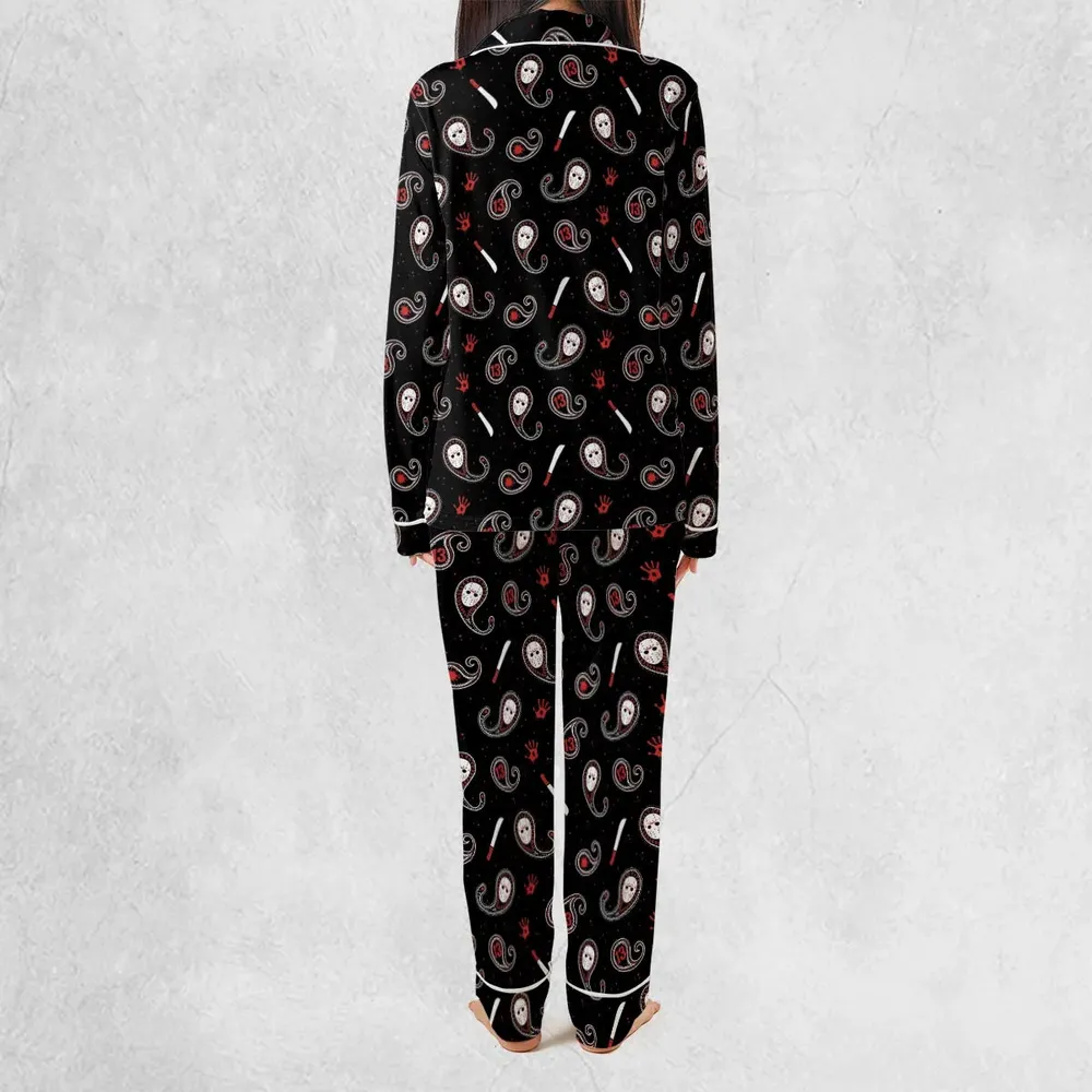 Jason Voorhees Friday The 13th Pattern Pajamas Set - 4