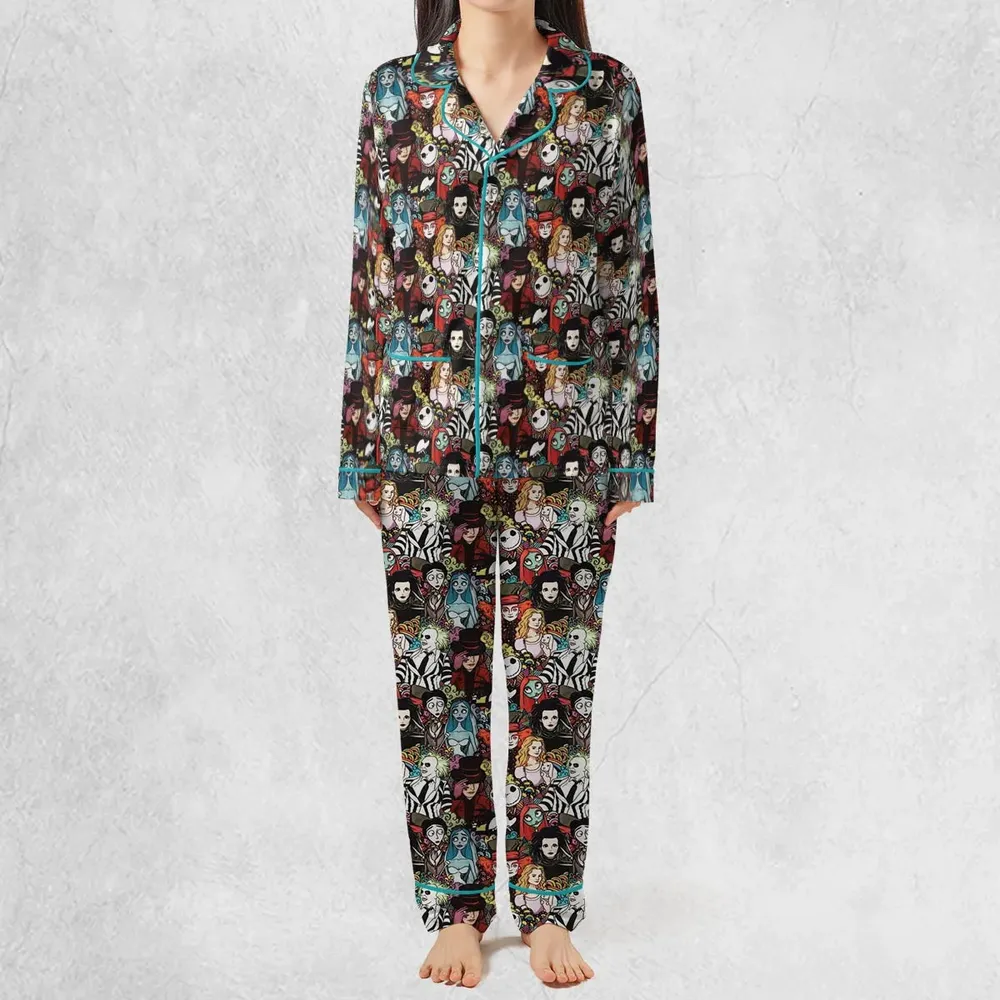 Tim Burton Characters Halloween Pajamas Set - 3