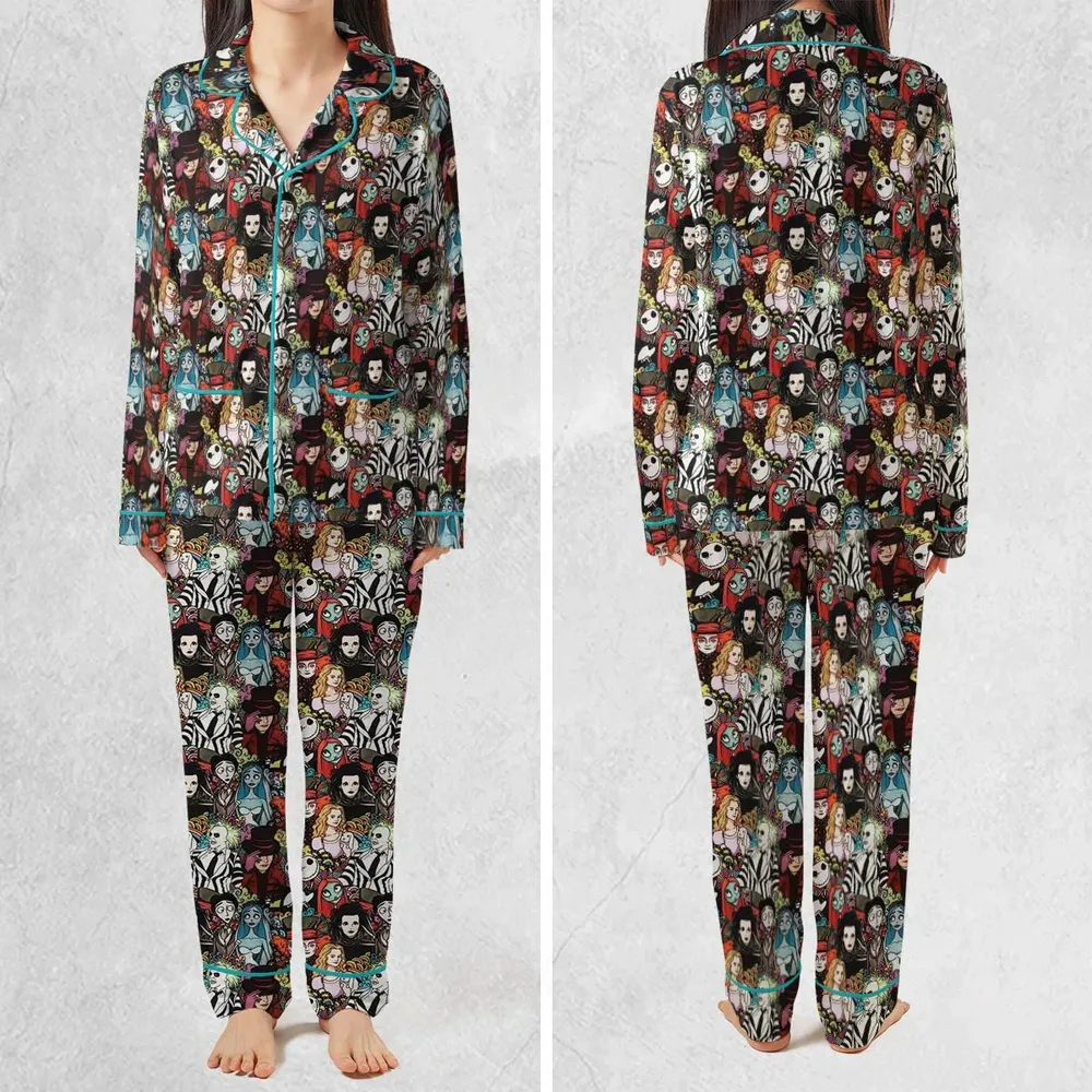 Tim Burton Characters Halloween Pajamas Set - 2