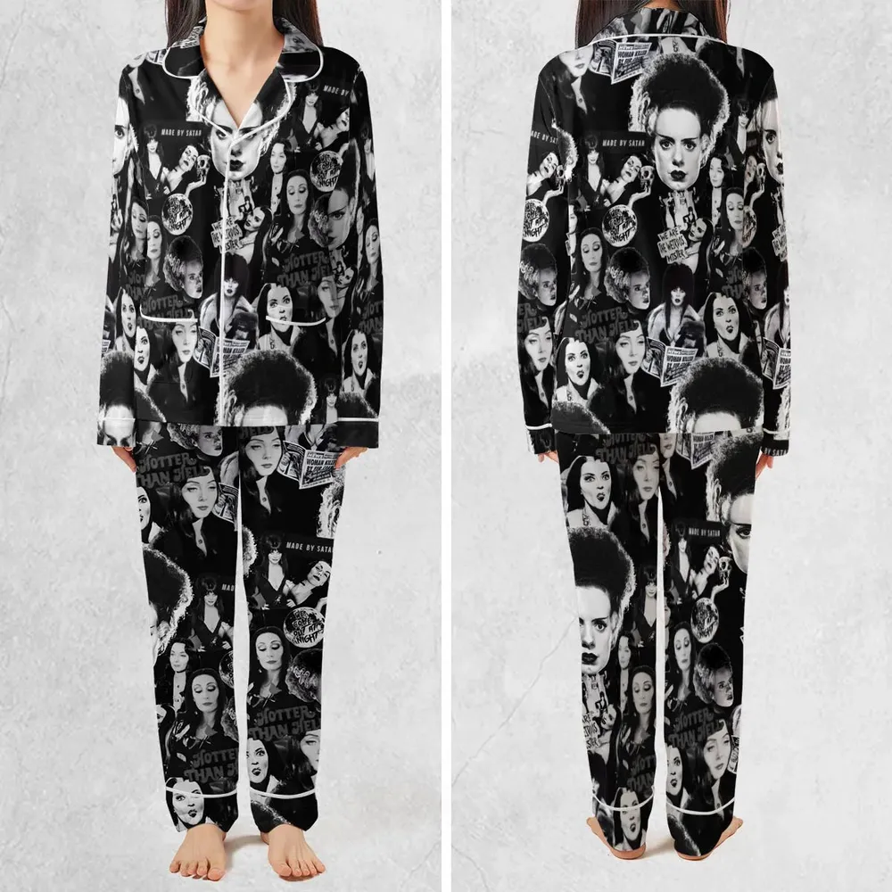 Horror Ladies Slay Collage Classic Horror Movies Pajamas Set - 2