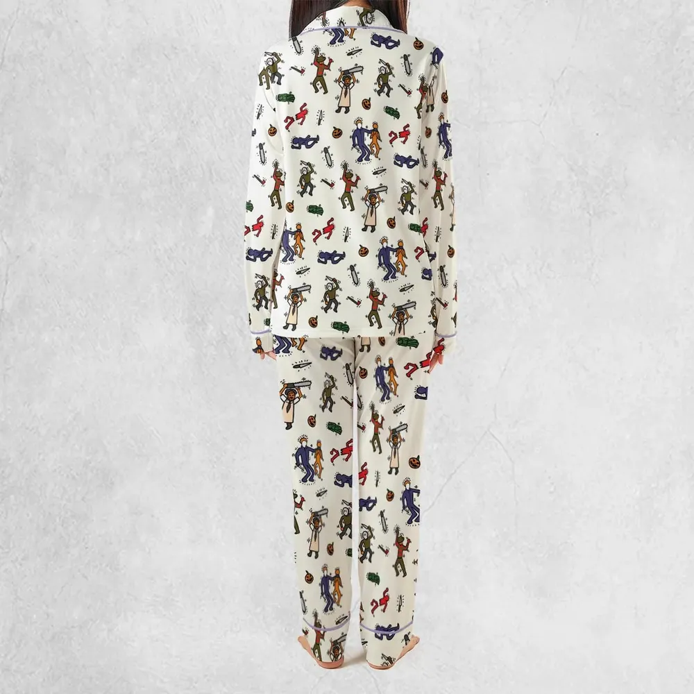 Horror Movie Pop Characters Pattern Pajamas Set - 4