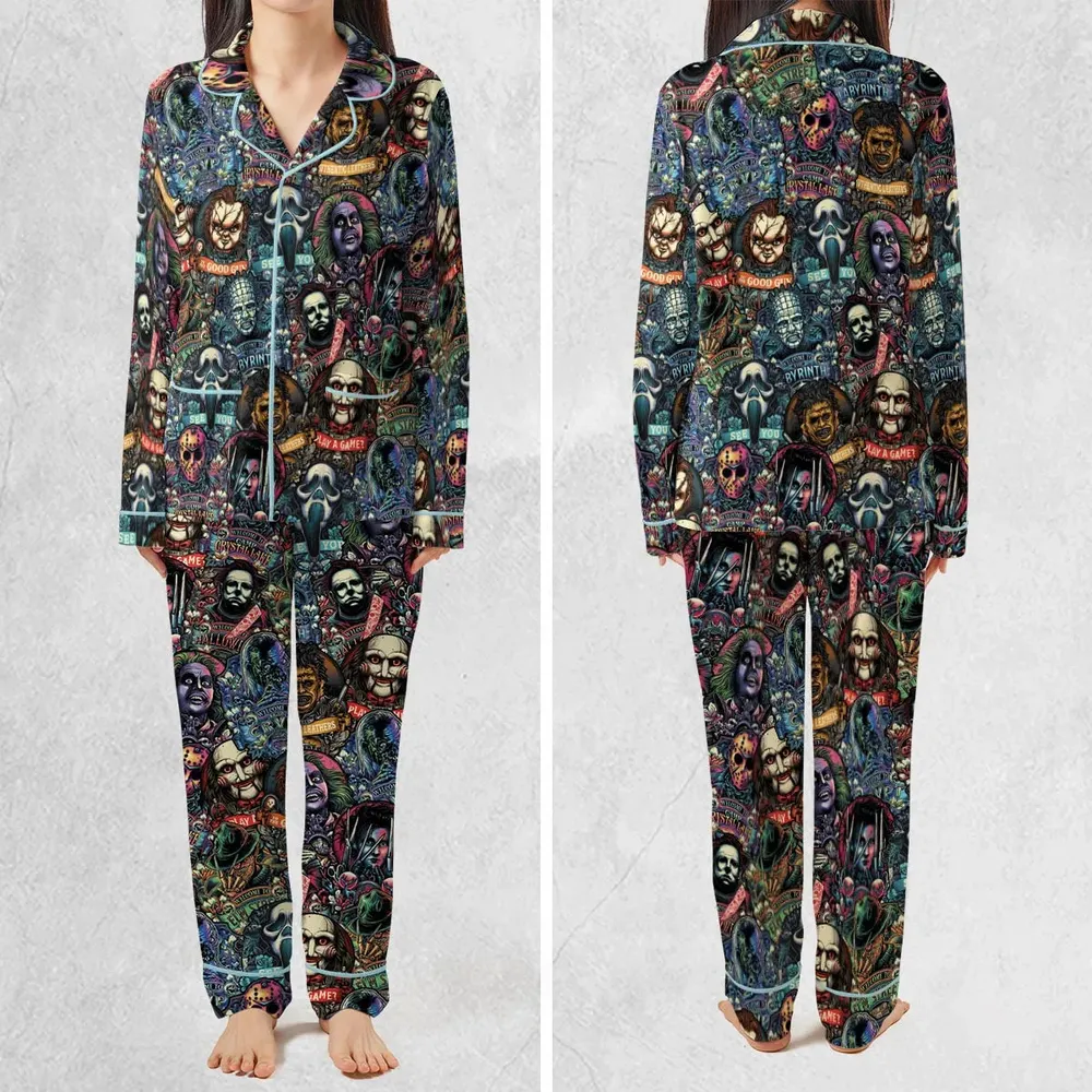 Horror Movie Characters Pattern Pajamas Set - 2