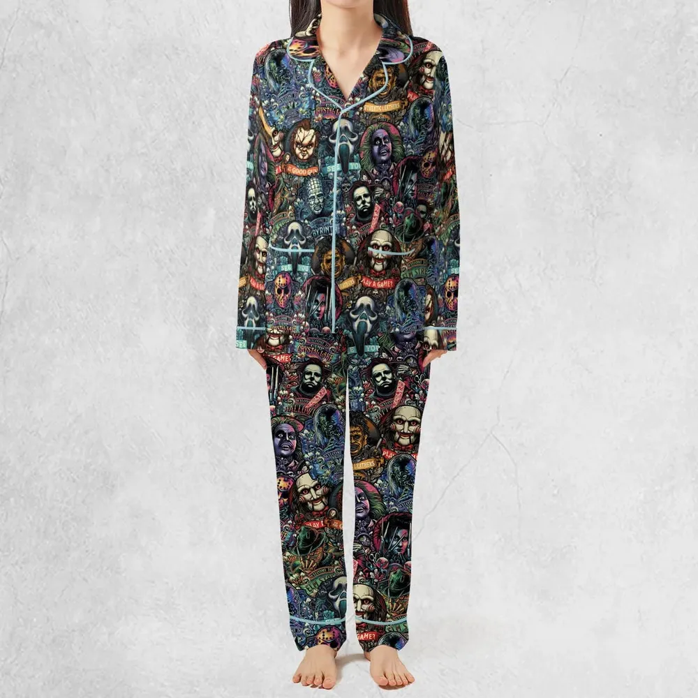 Horror Movie Characters Pattern Pajamas Set - 3