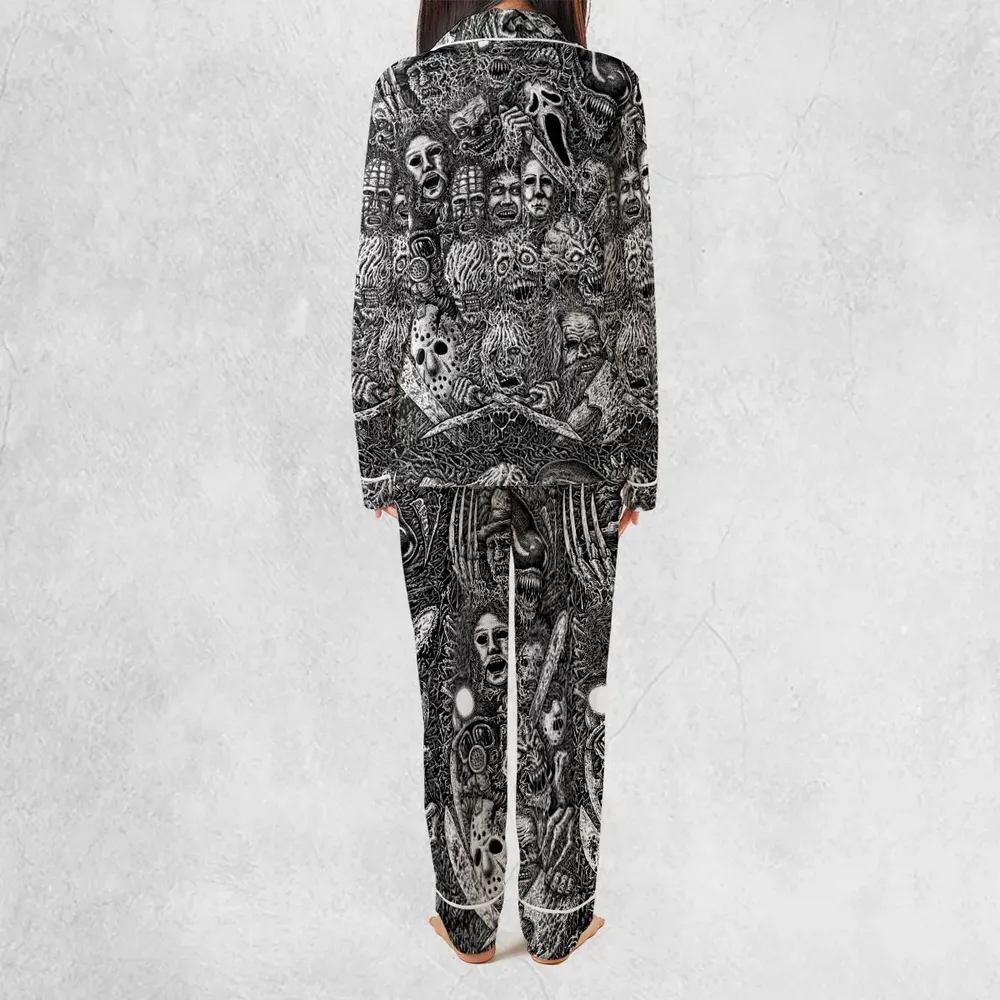 Horror Movie Assemblage Ghostface Xenomorph Pinhead Freddy Michael Myers Pajamas Set - 4