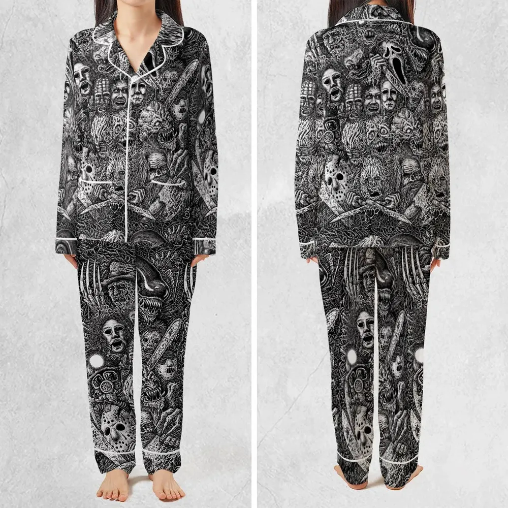 Horror Movie Assemblage Ghostface Xenomorph Pinhead Freddy Michael Myers Pajamas Set - 2