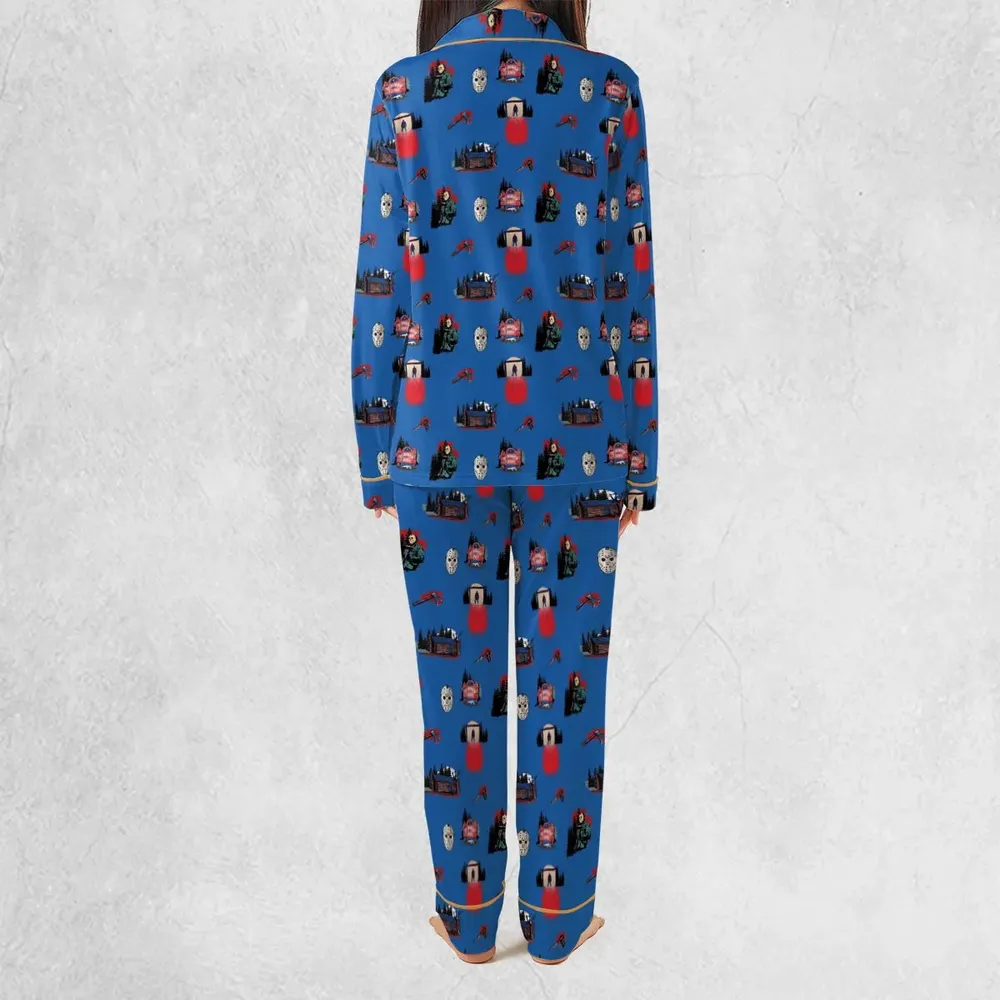Jason Vorhees Camp Crystal Lake Halloween Pajamas Set - 4