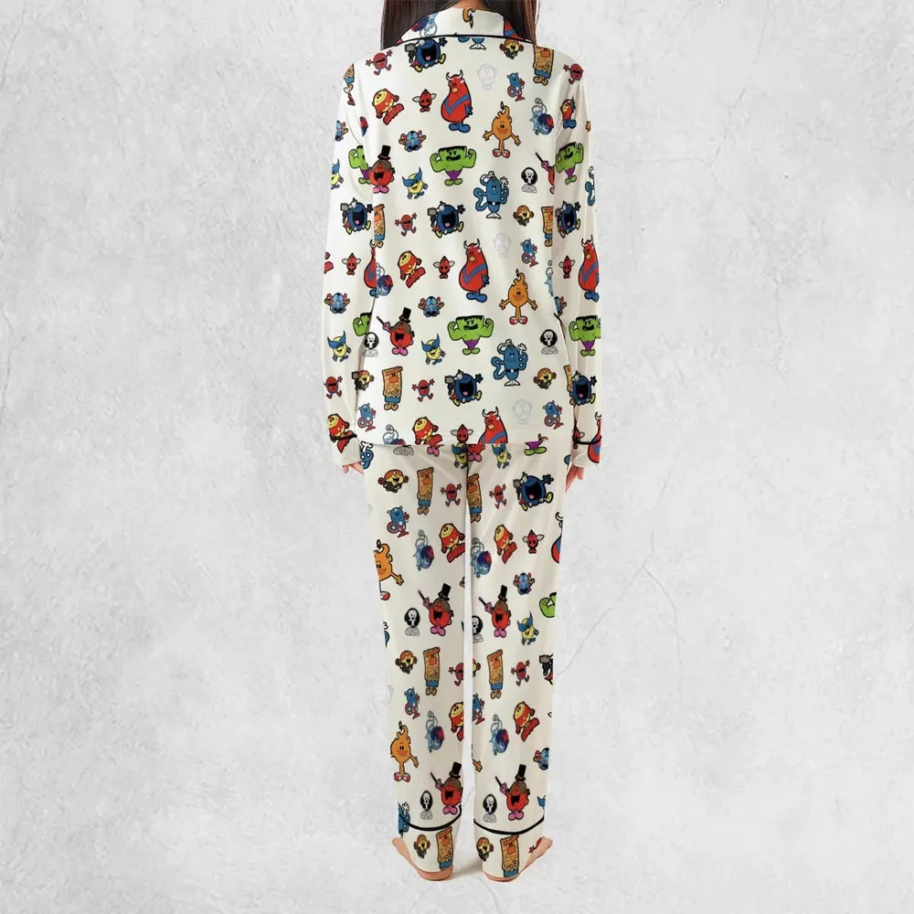Marvel Characters And Mr Men Pattern Pajamas Set - 4
