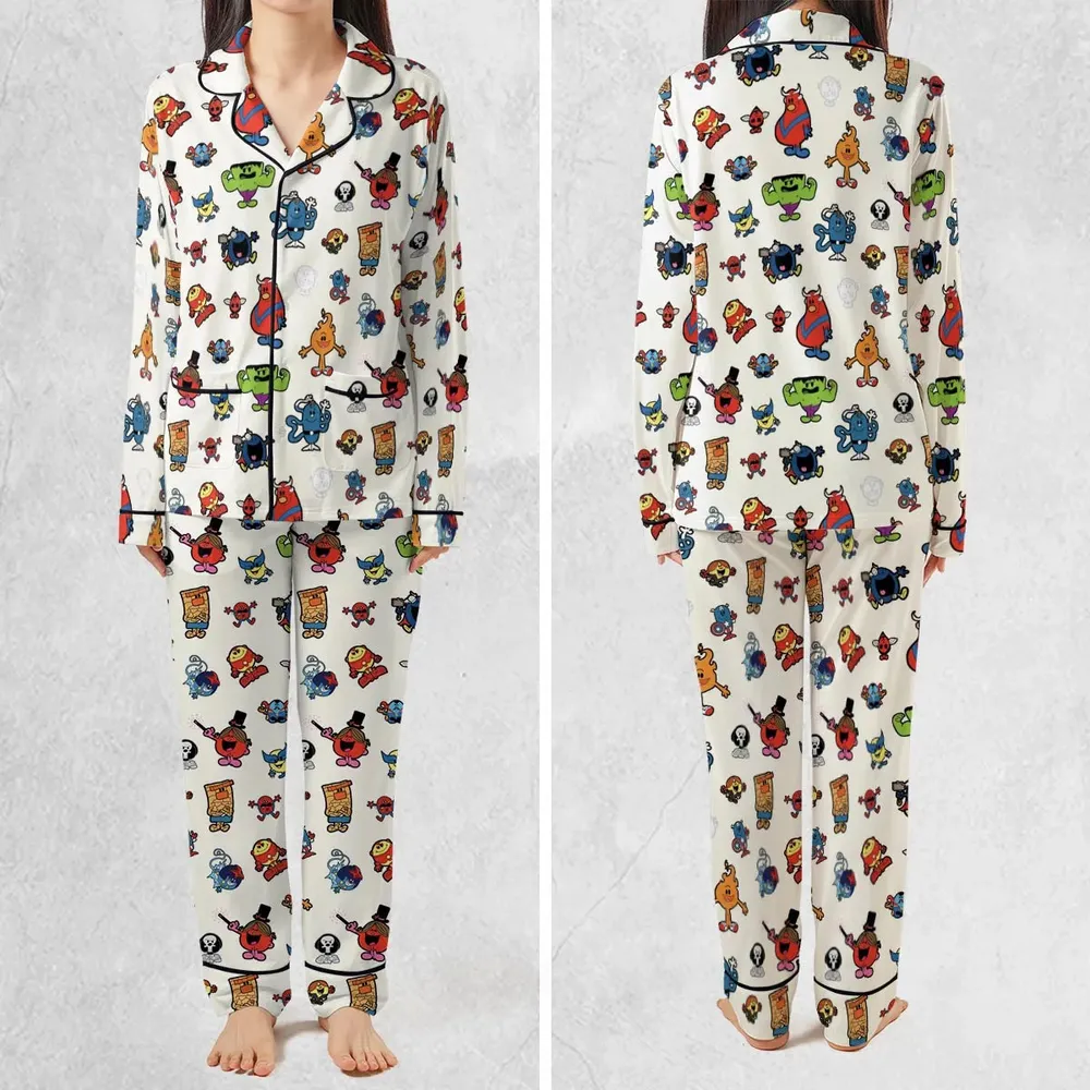 Marvel Characters And Mr Men Pattern Pajamas Set - 2