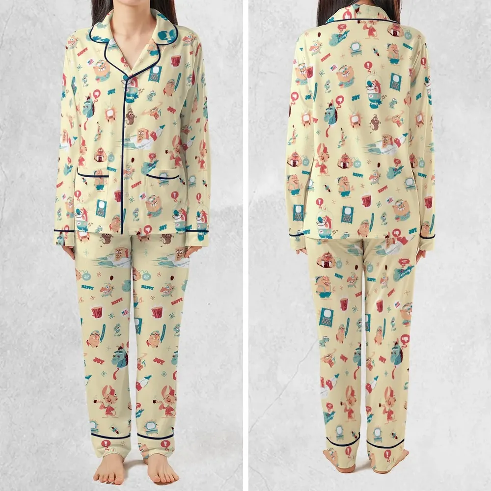 Ren and Stimpy Pattern Pajamas Set - 2