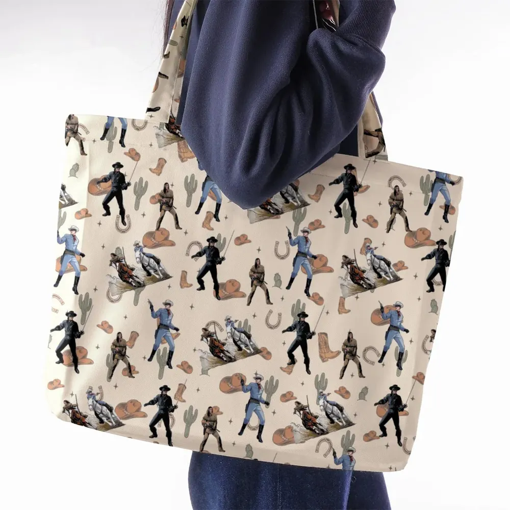 Old Western The Lone Ranger Zorro Tarzan Large Tote Bag - 2