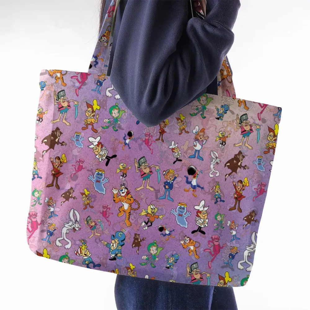 80s 90s Commercial Cereal Mascots Large Tote Bag - 2