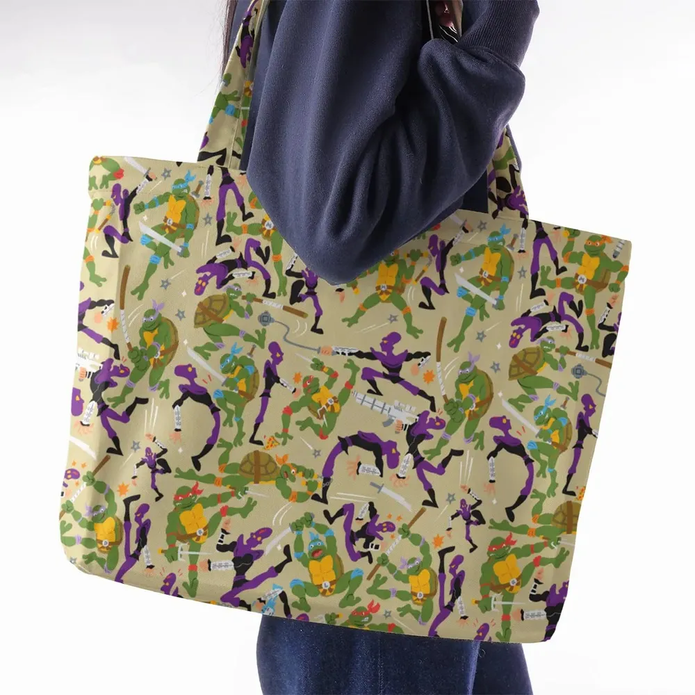 Green and Purple Battle TMNT Large Tote Bag - 2