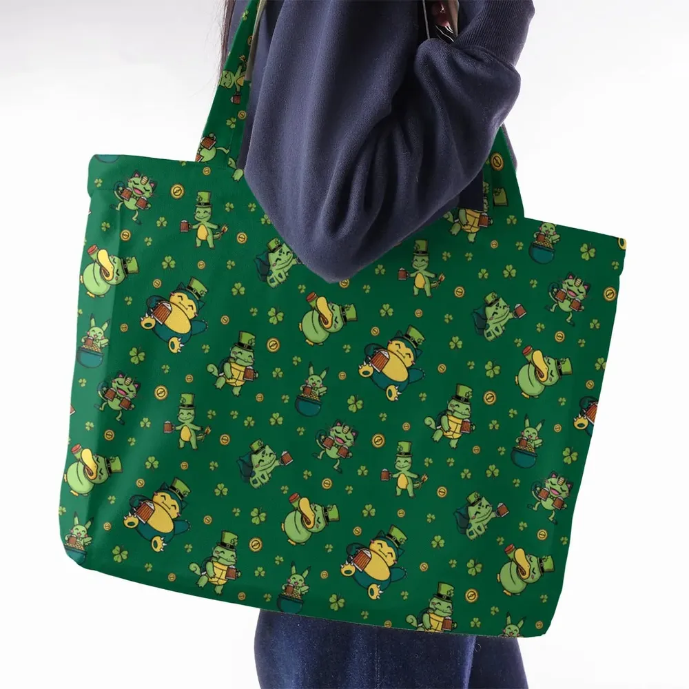 Happy St. Patrick day Pokemon Green Large Tote Bag - 2