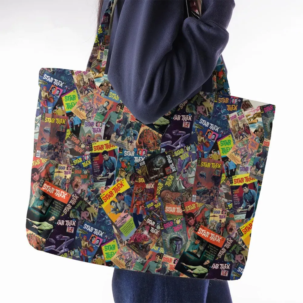 Vintage 1970s Star Trek Comic Books Collage Large Tote Bag - 2