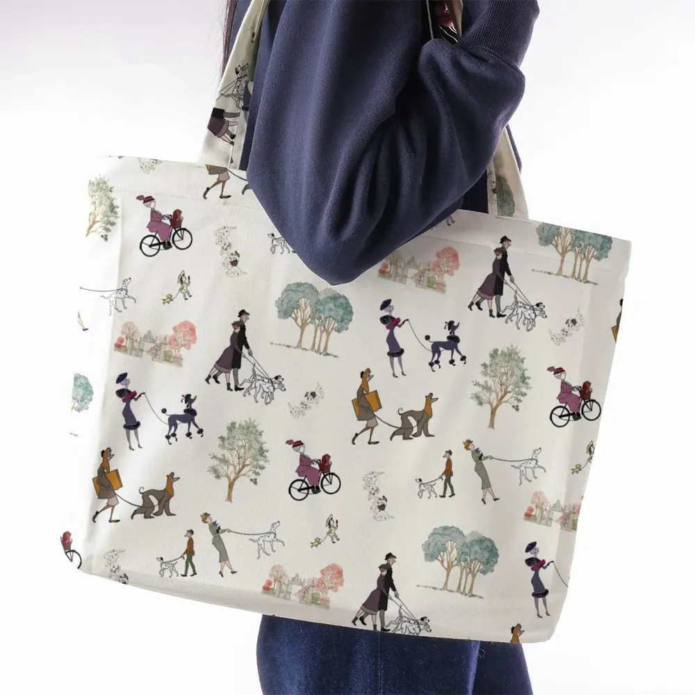 Dog Walking Look Alikes 101 Dalmations Large Tote Bag - 2