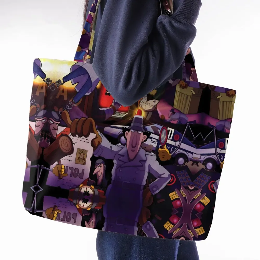 80s Cartoon Inspector Gadget Collage Large Tote Bag - 2