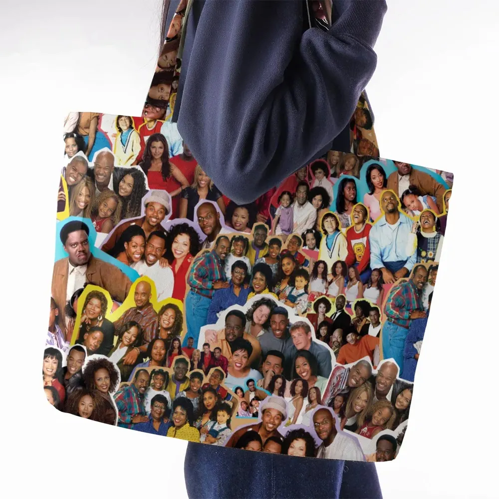 Old Black Sitcom Shows Collage Large Tote Bag - 2