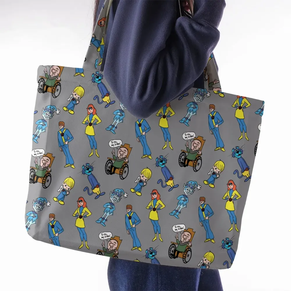70s Saturday Morning Superhero Cartoon Large Tote Bag - 2