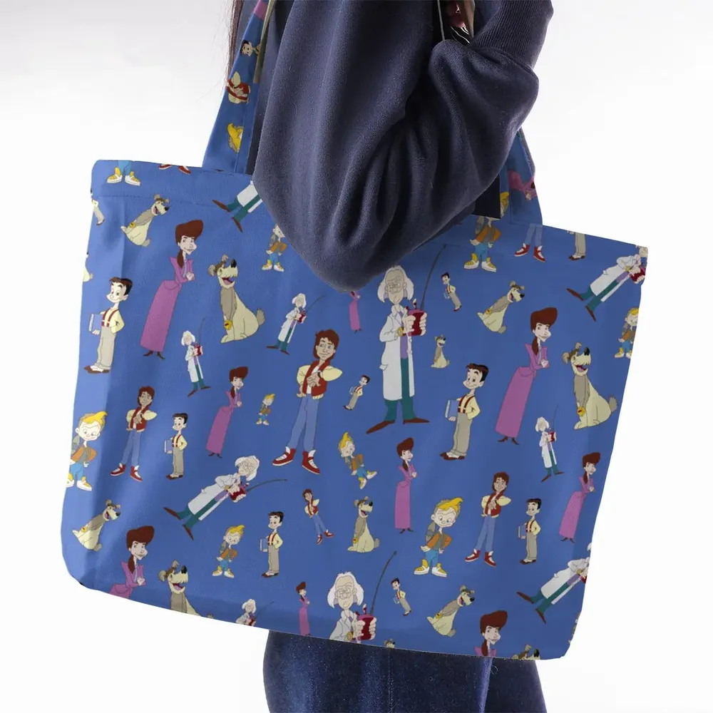 B2tf Cartoon Characters Seamless Large Tote Bag - 2