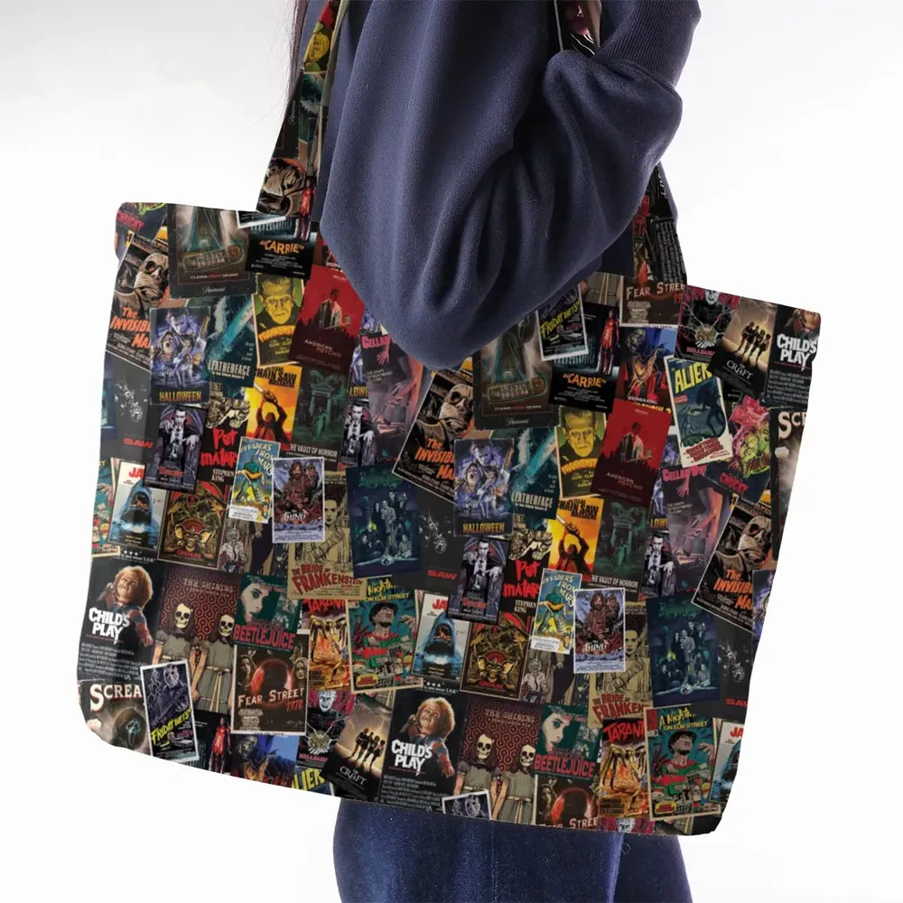 Vintage Horror Pattern Large Tote Bag - 2