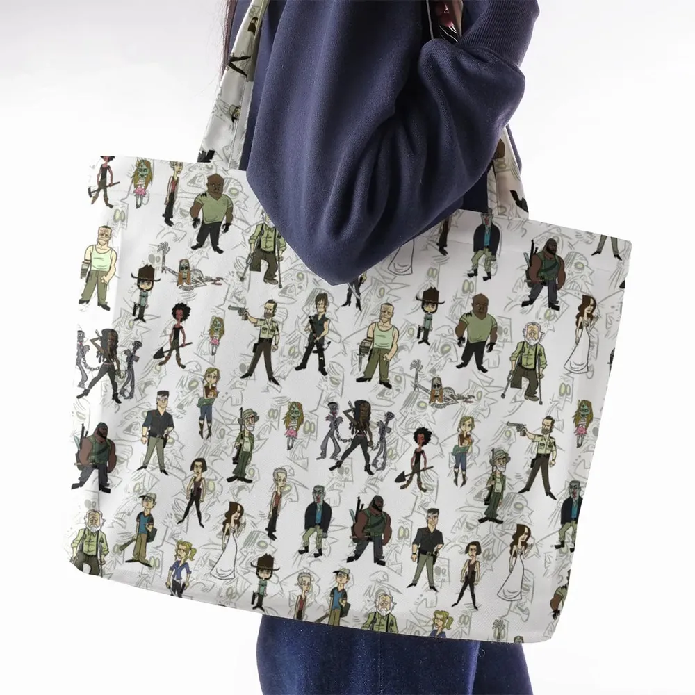 The Walking Dead Characters as Cartoons Large Tote Bag - 2