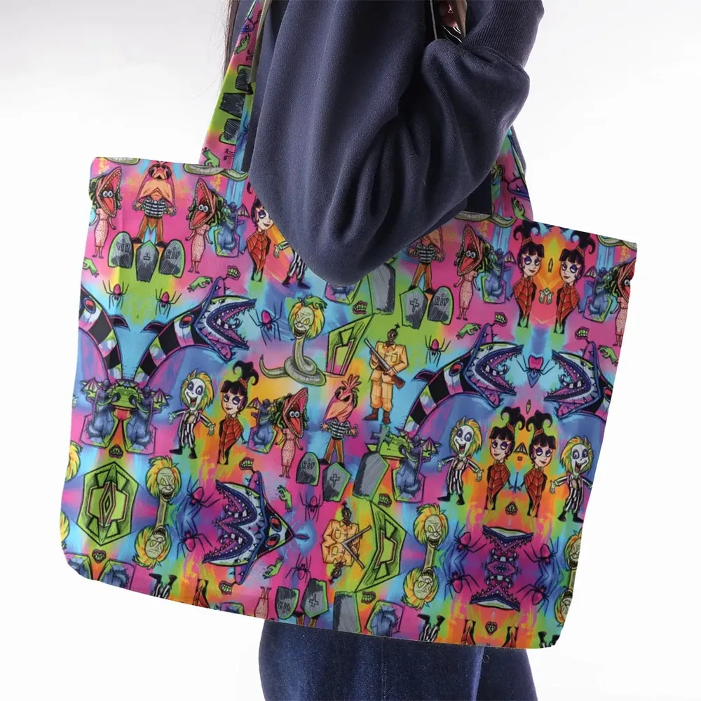 Hauntingly Stylish Beetlejuice Large Tote Bag - 2