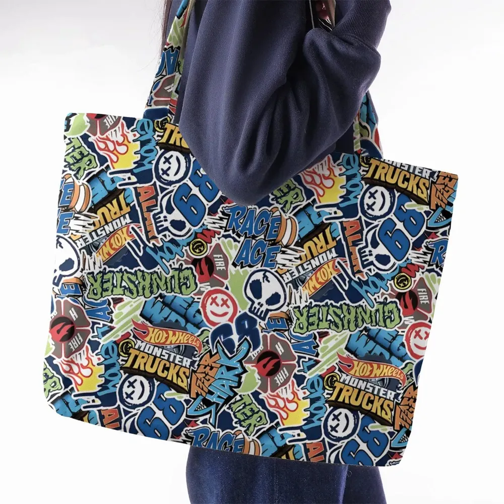 Hot Wheels Monster Trucks Logos Large Tote Bag - 2