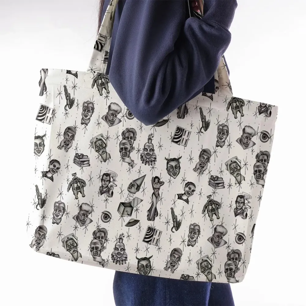 The Twilight Zone Characters Pattern Large Tote Bag - 2