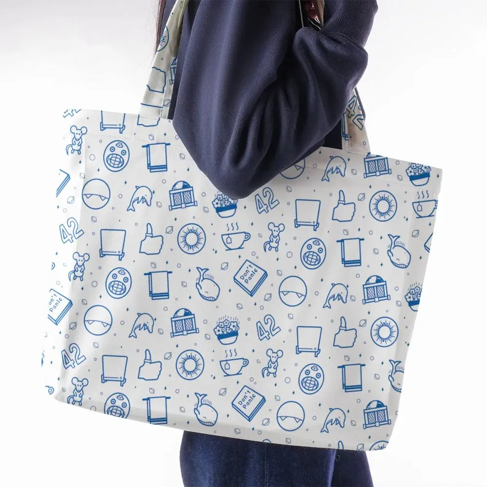 Don't Panic Life 42 The Hitchhiker's Guide to the Galaxy Large Tote Bag - 2