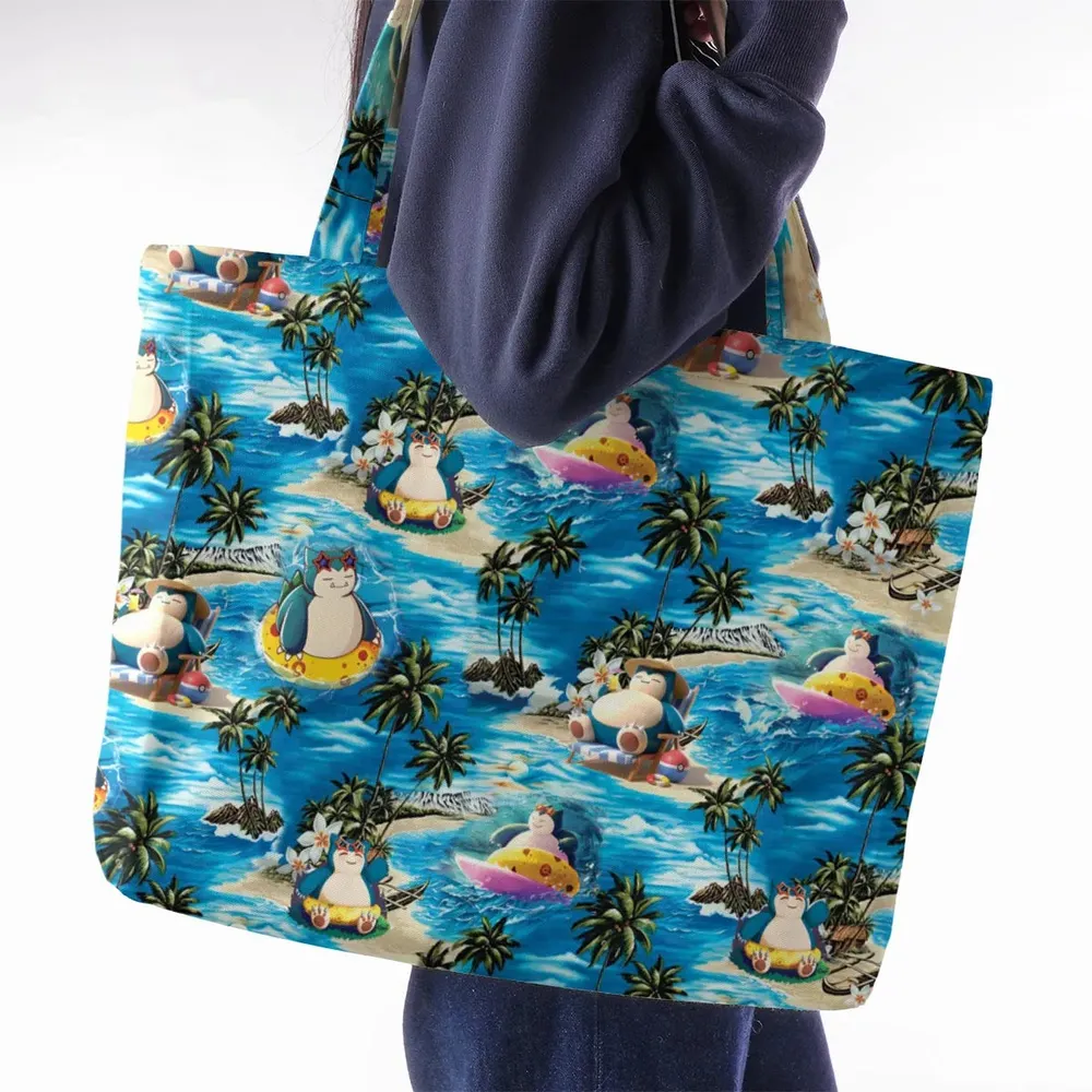 Snorlax Surfing Summer Vibes Large Tote Bag - 2