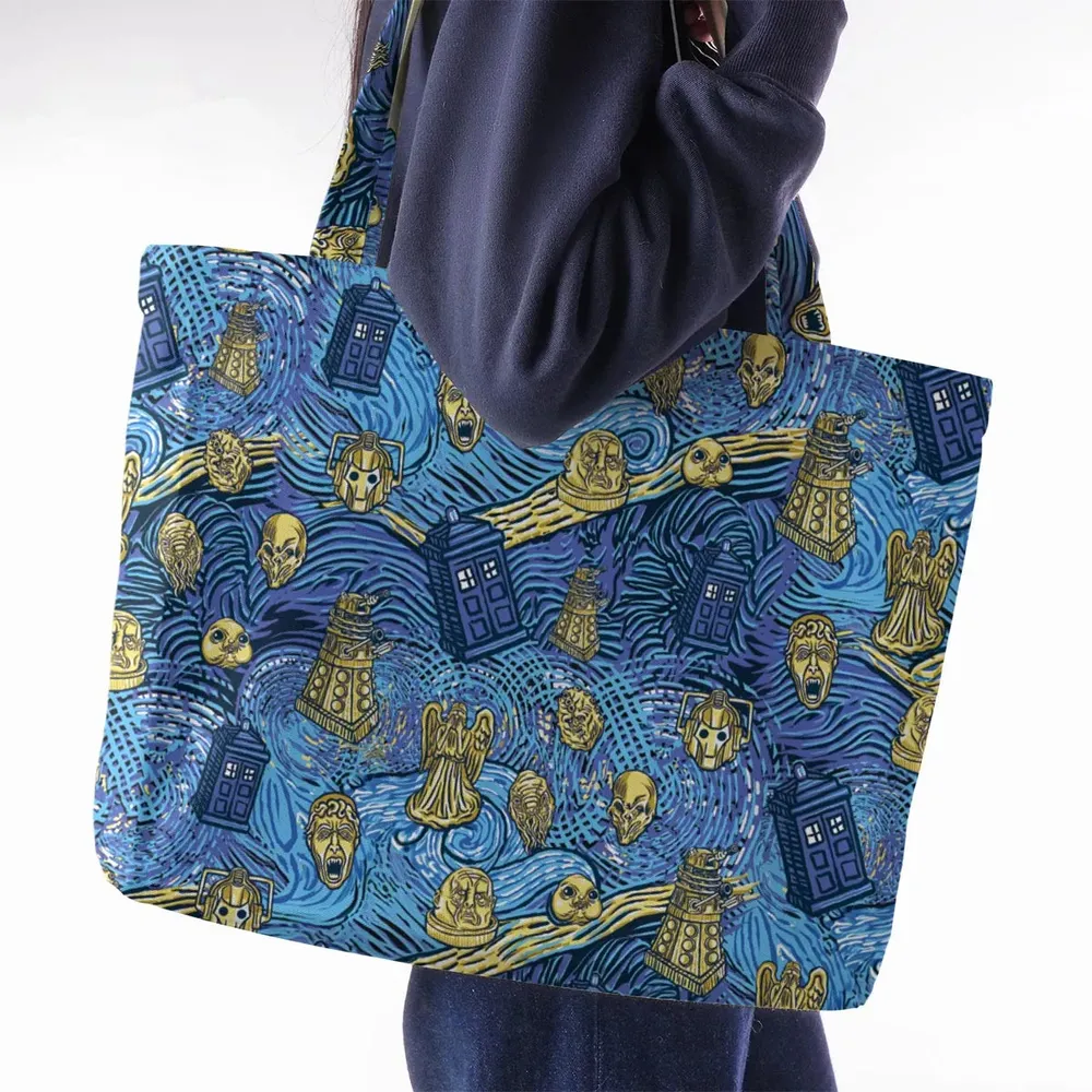 Starry Night Tardis Doctor Who Large Tote Bag - 2