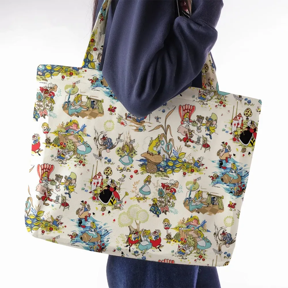 Alice In Wonderland Pattern Large Tote Bag - 2