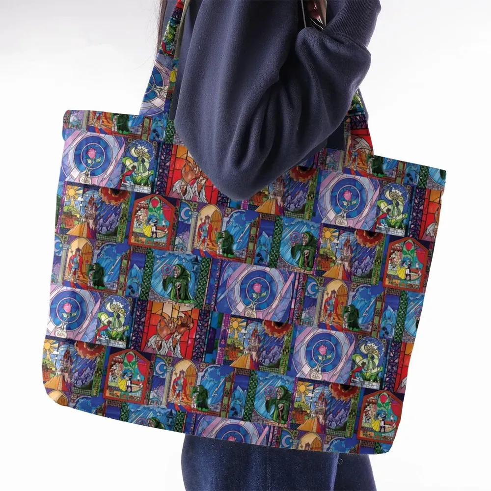 Beauty And The Beast Story Windows Large Tote Bag - 2